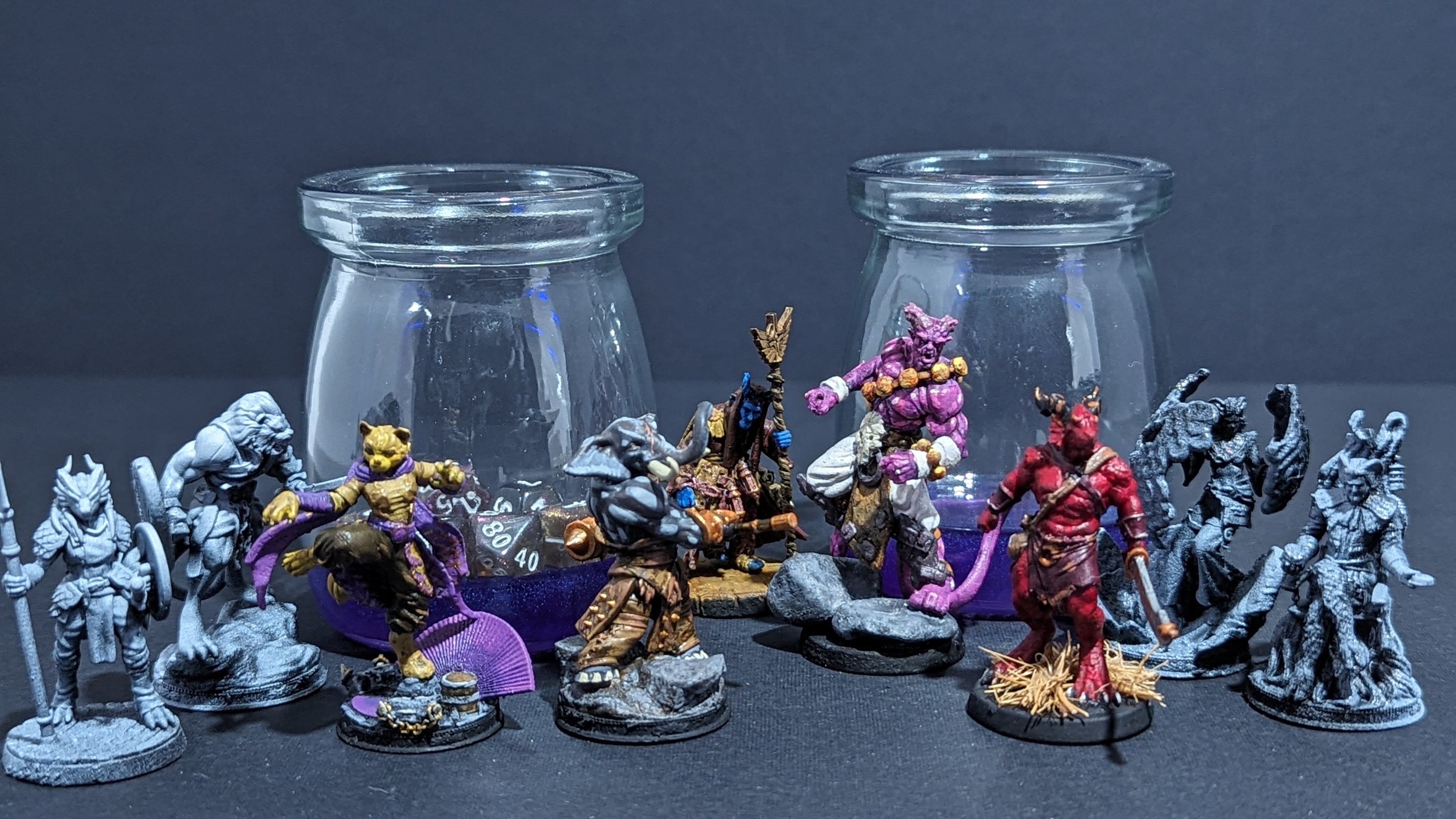 TTRPG character miniature in a bottle